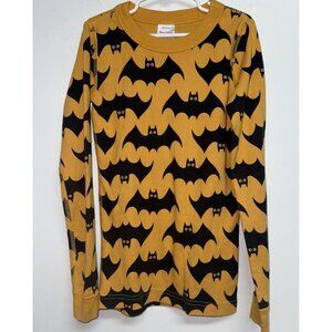Hanna Andersson Long John Pajama Top Size 140 10 Halloween Orange Black Bats